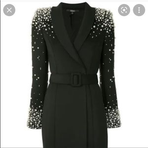 Badgley mischka pearl embellished blazer coat dress